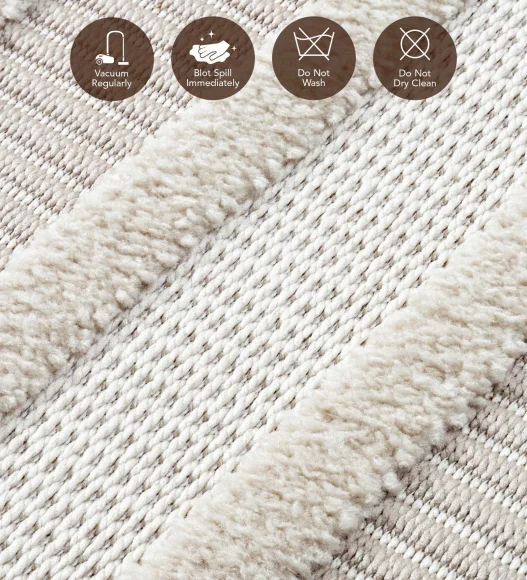 Rosa Polyester Abstract Carpet Beige