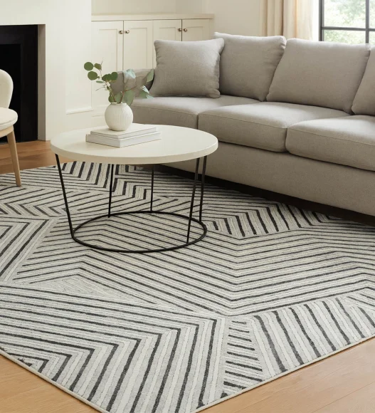 Gul Polyester Abstract Runner Grey