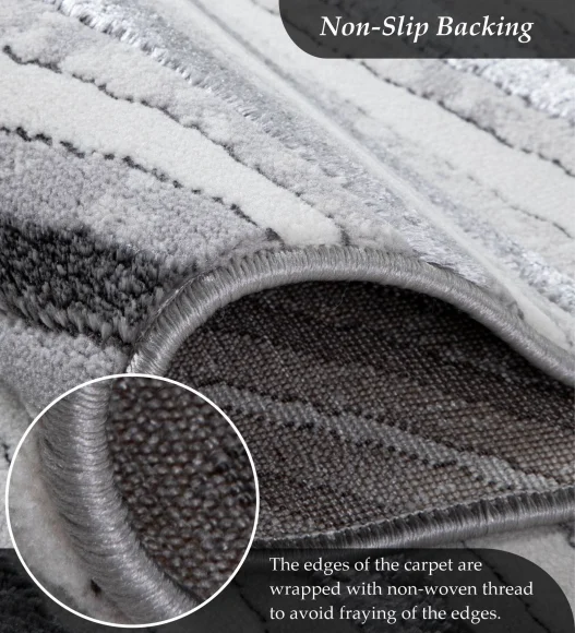 Gul Polyester Abstract Runner Grey
