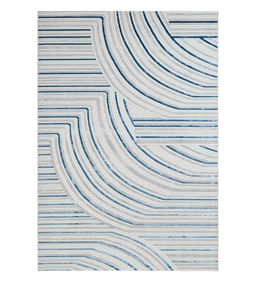Gul Polyester Abstract Runner Blue