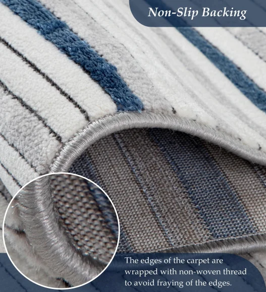 Gul Polyester Abstract Runner Blue