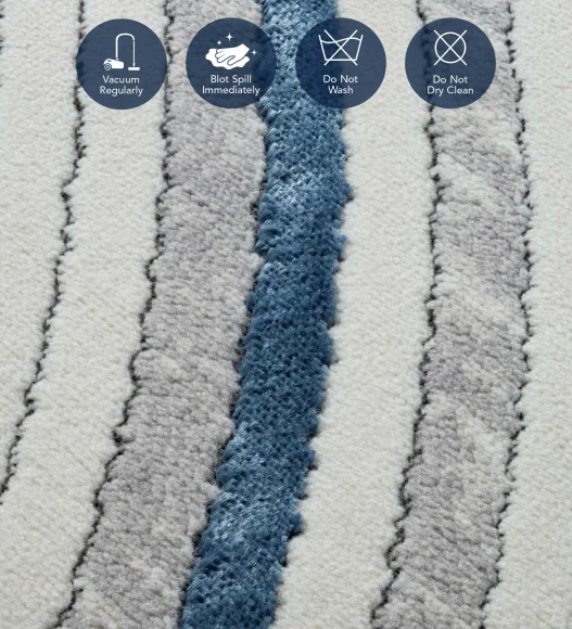 Gul Polyester Abstract Runner Blue