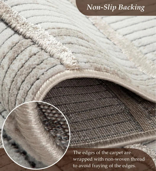 Gul Polyester Abstract Runner Beige