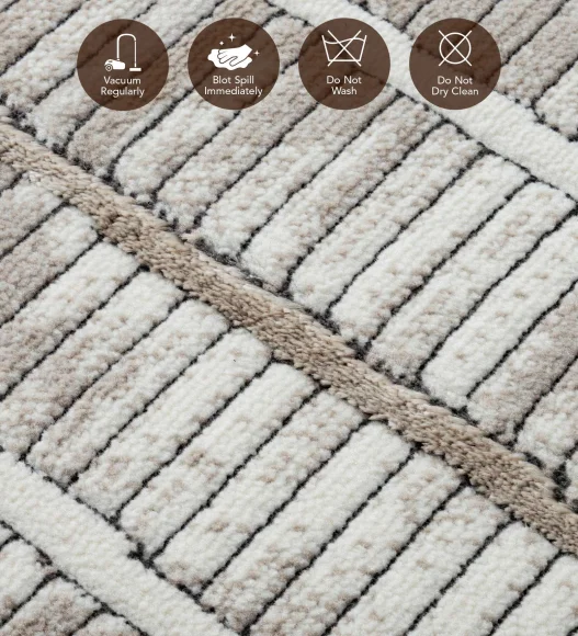 Gul Polyester Abstract Runner Beige