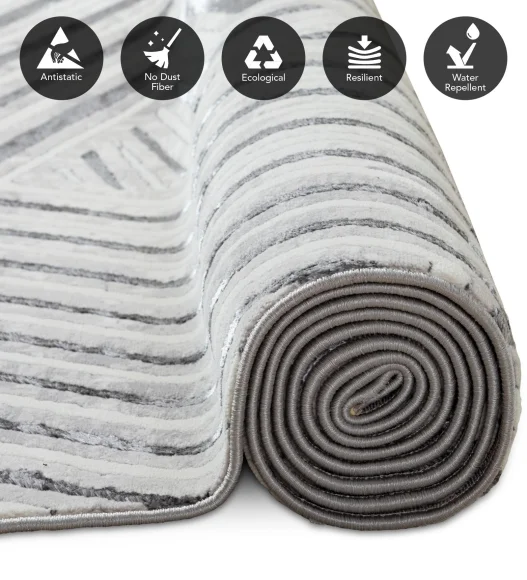Gul Polyester Abstract Carpet Grey