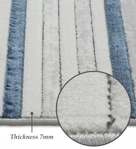 Gul Polyester Abstract Carpet Blue