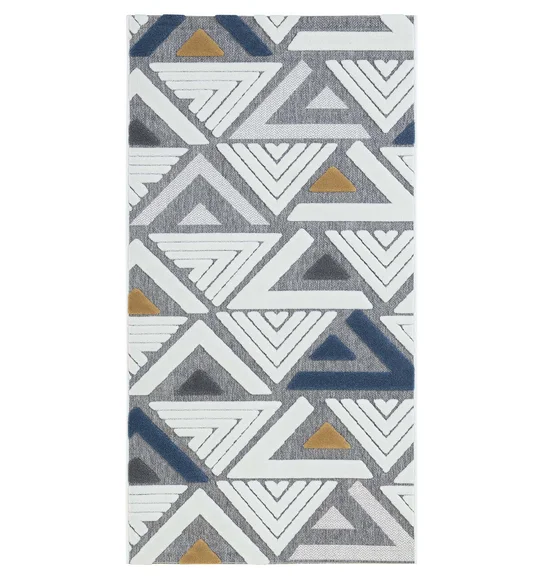 Benz Polyester Geometric Runner Grey