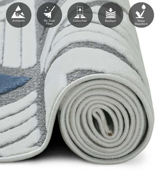 Benz Polyester Geometric Runner Grey