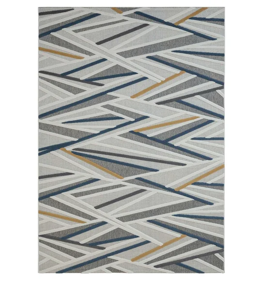Benz Polyester Abstract Carpet Blue