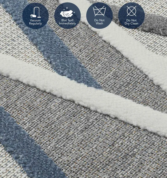 Benz Polyester Abstract Carpet Blue