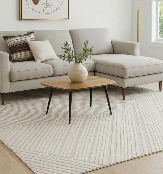 Benz Polyester Abstract Carpet Cream