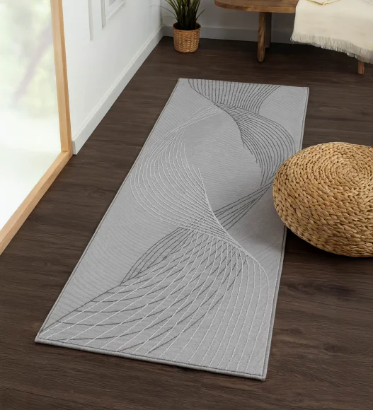 Tuscany Polyester Modern Runner Grey