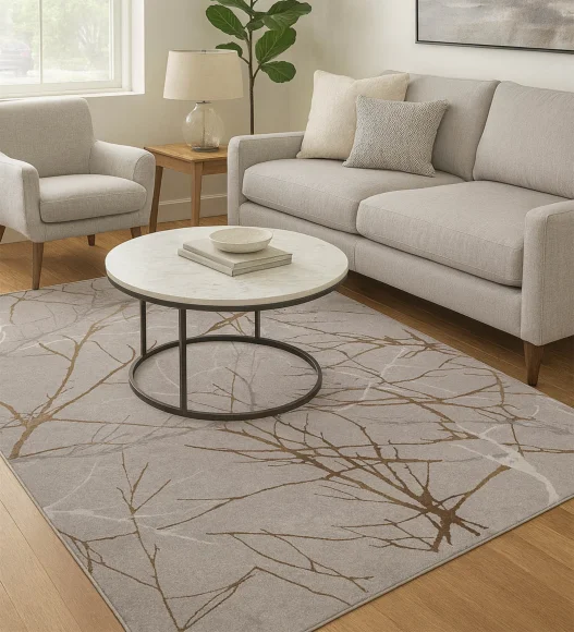 Tuscany Polyester Stripes Carpet Grey