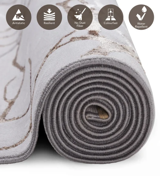 Tuscany Polyester Stripes Carpet Grey