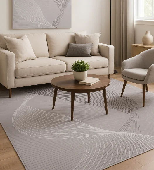 Tuscany Polyester Abstract Carpet Grey