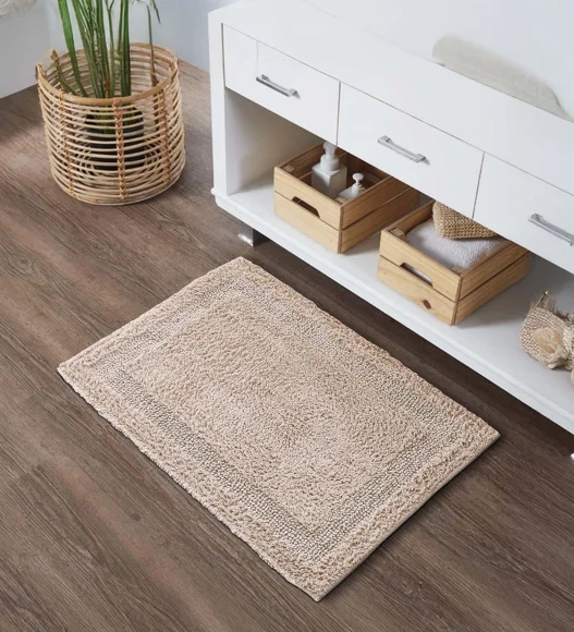 Reversible Cotton Bath Mat, Camel