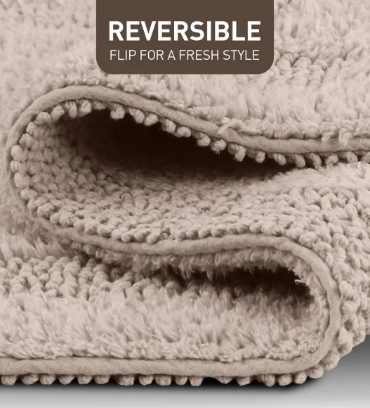 Reversible Cotton Bath Mat, Camel