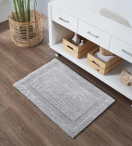 Reversible Cotton Bath Mat, Ash