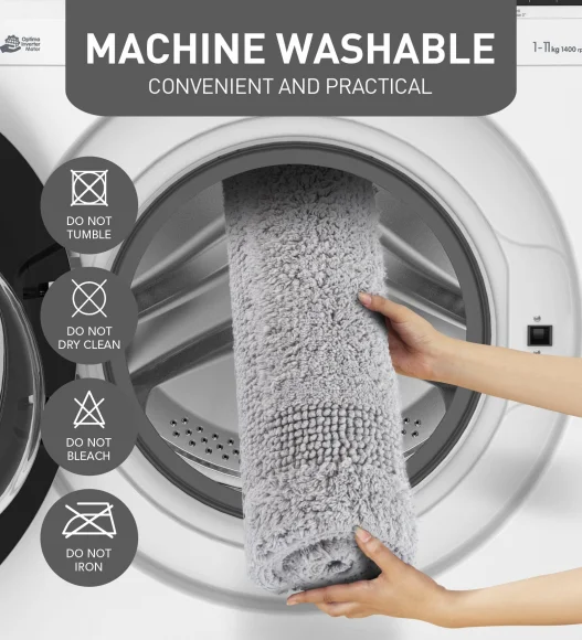 Reversible Cotton Bath Mat, Ash