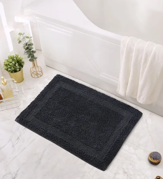 Reversible Cotton Bath Mat, Charcoal