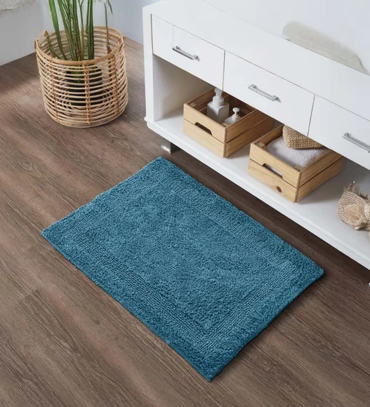 Reversible Cotton Bath Mat, Peacock