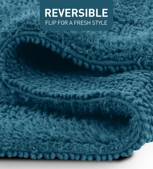 Reversible Cotton Bath Mat, Peacock