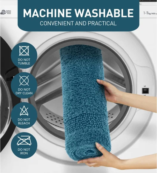 Reversible Cotton Bath Mat, Peacock