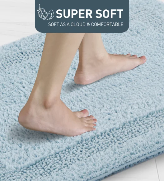 Reversible Cotton Bath Mat, Baby Blue