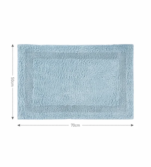 Reversible Cotton Bath Mat, Baby Blue