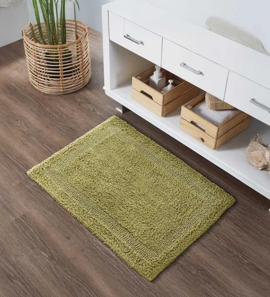 Reversible Cotton Bath Mat, Olive