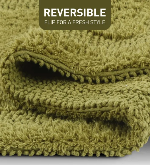 Reversible Cotton Bath Mat, Olive