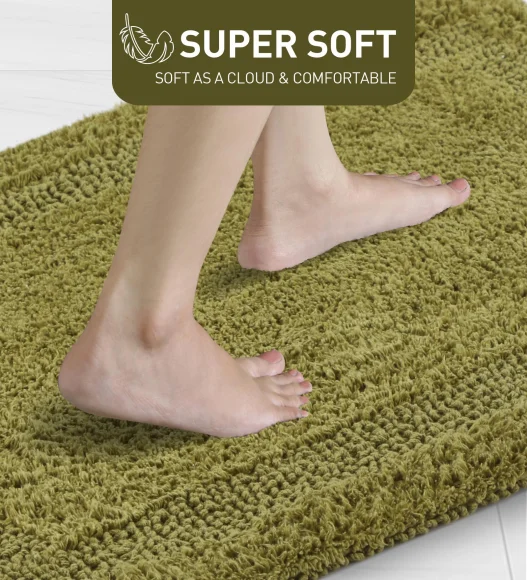 Reversible Cotton Bath Mat, Olive