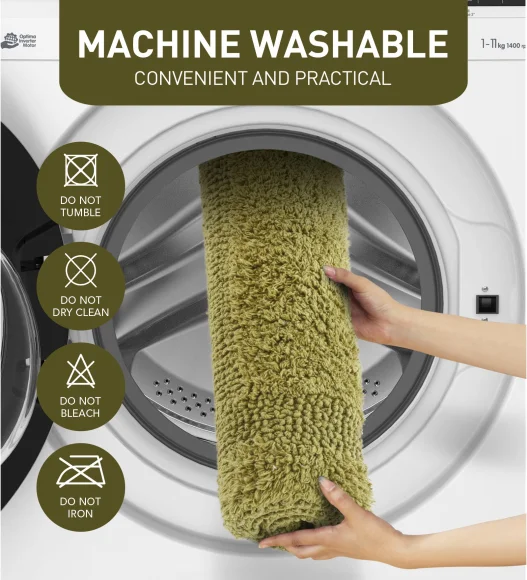 Reversible Cotton Bath Mat, Olive