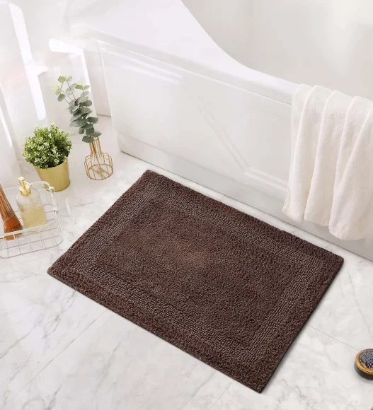 Reversible Cotton Bath Mat, Chocolate