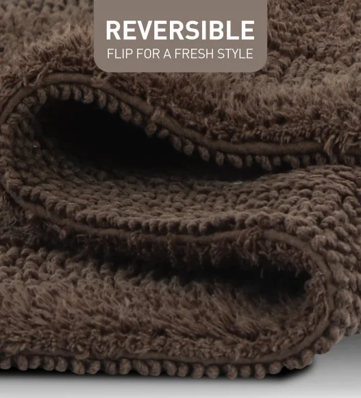 Reversible Cotton Bath Mat, Chocolate