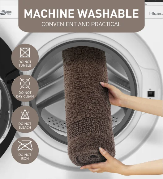 Reversible Cotton Bath Mat, Chocolate