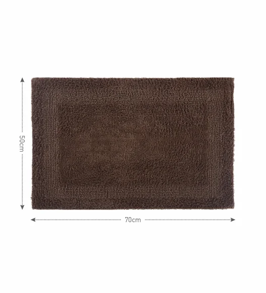 Reversible Cotton Bath Mat, Chocolate