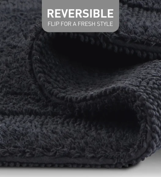 Reversible Cotton Bath Mat, Charcoal