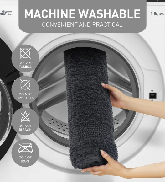 Reversible Cotton Bath Mat, Charcoal