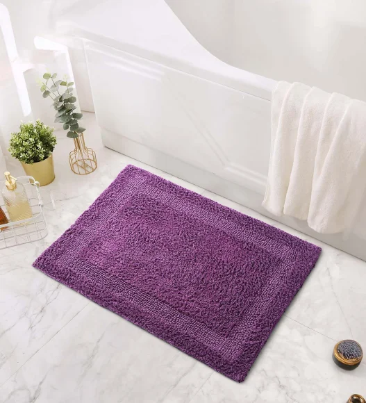 Reversible Cotton Bath Mat, Purple Gum Drop