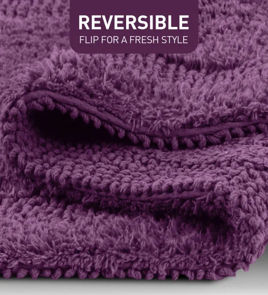 Reversible Cotton Bath Mat, Purple Gum Drop