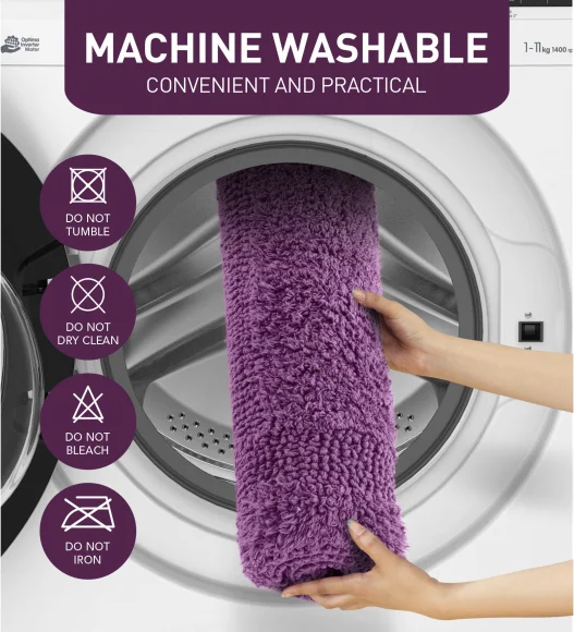Reversible Cotton Bath Mat, Purple Gum Drop