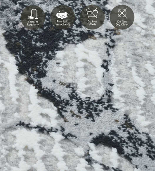 Penny Polyester Abstract Carpet Grey