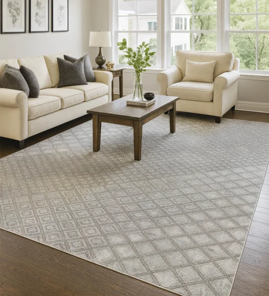Penny Polyester Abstract Carpet Grey