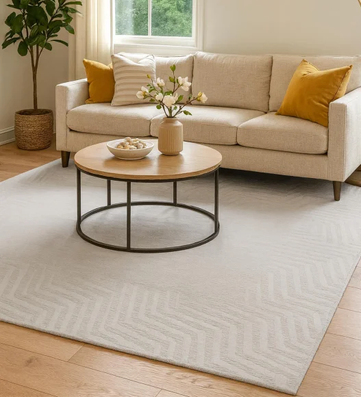 Penny Polyester Abstract Carpet Cream