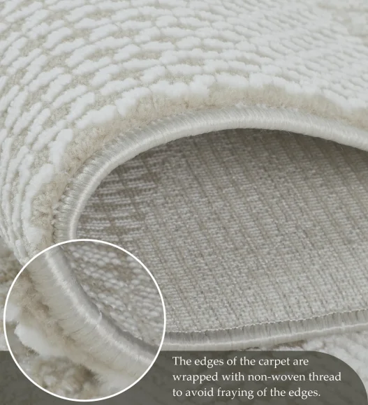 Penny Polyester Abstract Carpet Cream