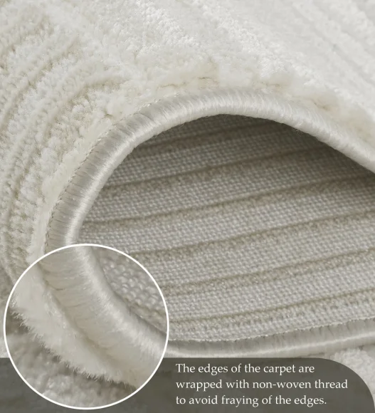 Penny Polyester Abstract Carpet Cream