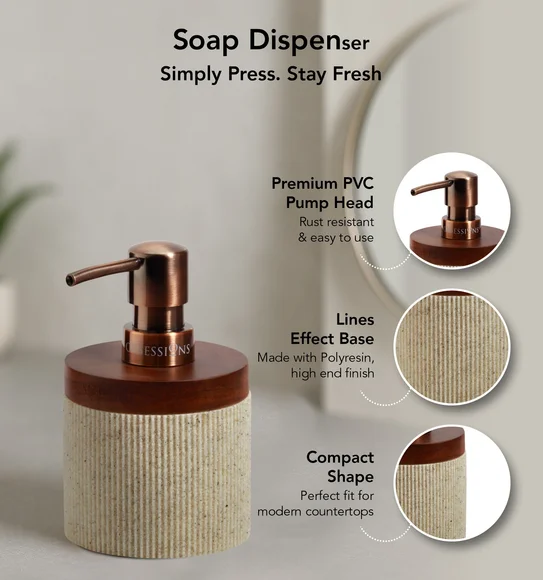 Myra 3 Pcs Polyresin Bath Set Beige & Brown