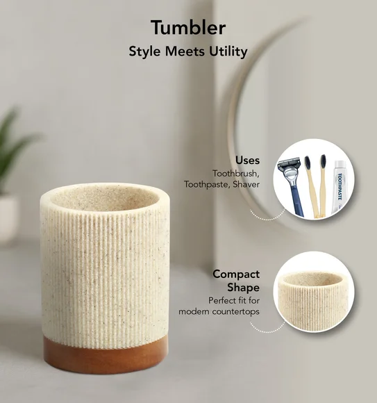 Myra 3 Pcs Polyresin Bath Set Beige & Brown