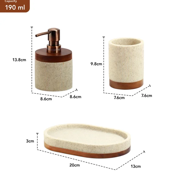 Myra 3 Pcs Polyresin Bath Set Beige & Brown